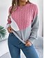 economico Motivi grafici e dettagli-Per donna Felpa Pullover Maglione Informale Morbido Color Block A coste Girocollo Collage Lavorato a maglia Manica lunga Top regolari Maglia Esterno Giornaliero Fine settimana Nero Rosa Autunno