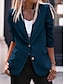 economico Blazer e Completi-Per donna Giacca Ufficio Pulsante Tinta unica Comodo Stile retrò Standard Capispalla Manica lunga Autunno Nero S