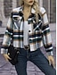 voordelige Overhemdjassen-Dames Jas Buiten Straat Alledaagse kleding Herfst Winter Kort jas Normale pasvorm Thermisch Warm Ademend Stijlvol Casual Jacks Lange mouw Strepen en Plaid Met zakken Afdrukken Rood Groen Khaki