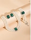 billige Bryllup ACC-elegant perlehalskæde til kvinder med grøn ædelsten og matchende armbånd og øreringe – smykker til festlige lejligheder
