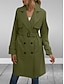 economico Cappotti Trench-Per donna Cappotto Esterno Strada Da tutti i giorni Autunno Inverno Standard Cappotto Standard Tenere al caldo Traspirante Moda Informale Giacca Manica lunga Liscio Con tasche Nero Verde militare