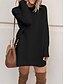 cheap Sweater Dress-Women&#039;s Sweater Dress Casual Soft Pure Color Ribbed Turtleneck Knitted Long Sleeve Long Tops Knit Outdoor Daily Weekend Black White Fall Winter