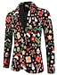 billige Blazer og jakke-menns jule blazer jakke trykk blazer lang standard passform enkeltspent enknapps svart 2024