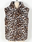 billige Gilets-Herre سترة Fuskepels Gilet Daglig Stevnemøte Feriereise Mote Fritid Høst vinter Hold Varm Polyester Bekvem Leopardprint Cardigan Høy krage Normal Hvit Gul Brun Vest