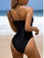 billiga One-piece-baddräkter-Dam Badkläder En bit Monokini Baddräkt Öppen rygg Magkontroll Hög midja Smal Semester Standkläder Färgblock Ärmlös Baddräkter