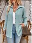abordables Chaquetas camiseras-Mujer Chaqueta casual Exterior Calle Ropa Cotidiana Otoño Regular Abrigo Ajuste regular Mantiene abrigado Transpirable Elegante Casual Chaquetas Manga Larga Rayas y Cuadros Con bolsillos Estampado