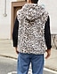 billige Gilets-Herre سترة Fuskepels Gilet Daglig Stevnemøte Feriereise Mote Fritid Høst vinter Hold Varm Polyester Bekvem Leopardprint Cardigan Høy krage Normal Hvit Gul Brun Vest