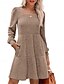 baratos Vestidos de malha-Mulheres Vestido de moletom Casual Macia Cor imaculada Estriado Decote Quadrado Bolsos Tricotado Manga Longa Tops longos Tricotar Ao ar livre Diário Final de semana Marron Verde Outono Inverno