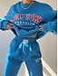 voordelige Dames trainingspakken-Dames Modieus Streetwear Dagelijks Sweatshirt Joggingbroeken Lange mouw Strakke ronde hals Brief Afdrukken Casual Dagelijks blauw Beige Grijs Herfst Normale pasvorm