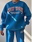 voordelige Dames trainingspakken-Dames Modieus Streetwear Dagelijks Sweatshirt Joggingbroeken Lange mouw Strakke ronde hals Brief Afdrukken Casual Dagelijks blauw Beige Grijs Herfst Normale pasvorm