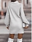 billige Sweater kjoler-Dame Sweater Kjole Afslappet Blødt Ren farve Rillet Rullekrave Strikket Langærmet Lange toppe Strikke udendørs Daglig Weekend Lyserød Abrikos Efterår Vinter