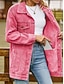 billiga casual jackor-Dam Jeansjacka Utomhus Gata Dagliga kläder Höst Vinter Normal Täcka Normal Håller värmen Andningsfunktion Stylish Ledigt Jacka Långärmad Ensfärgat Med fickor Ljusblå Svart Rodnande Rosa