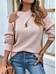 economico Colori solidi-Per donna Felpa Pullover Maglione Informale Morbido Colore puro A coste A V Lavorato a maglia Manica lunga Top regolari Maglia Esterno Giornaliero Fine settimana Rosa Cachi Autunno Inverno