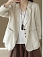 voordelige Blazers &amp; Kostuums-Dames Blazer Werk nappi Effen Kleur Ademend OL-stijl Normale pasvorm bovenkleding Lange mouw Herfst Oranje M