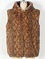 billige Gilets-Herre سترة Fuskepels Gilet Daglig Stevnemøte Feriereise Mote Fritid Høst vinter Hold Varm Polyester Bekvem Leopardprint Cardigan Høy krage Normal Hvit Gul Brun Vest