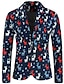 billige festblazer-marineblå menns jule stygge blazer jakke trykk blazer lang standard passform enkeltspent enknapp