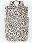 billige Gilets-Herre سترة Fuskepels Gilet Daglig Stevnemøte Feriereise Mote Fritid Høst vinter Hold Varm Polyester Bekvem Leopardprint Cardigan Høy krage Normal Hvit Gul Brun Vest