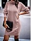 baratos Vestidos de malha-Mulheres Vestido de moletom Casual Macia Cor imaculada Cabo Gola Alta Tricotado Manga Longa Tops longos Tricotar Ao ar livre Diário Final de semana Rosa Cáqui Outono Inverno