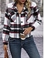 voordelige Overhemdjassen-Dames Jas Buiten Straat Alledaagse kleding Herfst Winter Kort jas Normale pasvorm Thermisch Warm Ademend Stijlvol Casual Jacks Lange mouw Strepen en Plaid Met zakken Afdrukken Rood Groen Khaki