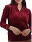 billige Dressy topper-Dame Skjorte Bluse Helfarge Fritid Langermet V-hals Vanlige topper Daglig Knapper Svart Vin Oransje Høst Vinter