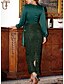 preiswerte Cocktailkleider-Sheath Cocktailkleider Elegantes Kleid Formal Knöchellang Lange Ärmel V-Ausschnitt Pailletten mit Glitzer Pailletten Kleidern