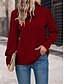 baratos Blusas Simples Femininas-Mulheres Camiseta Tecido Moda Moderno Casual Manga Longa Gola Alta Tops regulares Diário Final de semana Vinho Azul Cinzento Outono Inverno