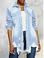 abordables Vestes-Veste Jean Femme Extérieur Plein Air Usage quotidien mode Décontractées Avec poches Normal Manteau Bleu Ciel Noir bleu marine Automne Hiver Boutonnage Simple Col rabattu Standard S M L XL 2XL