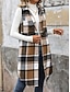 economico Gilet-Per donna Gilet Esterno Strada Da tutti i giorni Autunno Inverno Lungo Cappotto Standard Tenere al caldo Traspirante Moda Informale Giacca Senza maniche Righe e Plaid Con tasche Stampa Arancione