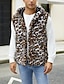 billige Gilets-Herre سترة Fuskepels Gilet Daglig Stevnemøte Feriereise Mote Fritid Høst vinter Hold Varm Polyester Bekvem Leopardprint Cardigan Høy krage Normal Hvit Gul Brun Vest