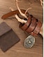 billiga Tillbehör för män-västernbälte i konstläder för män med präglad blomdesign och tjurhuvudsspänne – vintage cowboystil