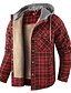 baratos Jaquetas Casuais-Homens Jaqueta de Camisa Casaco de lã Cabana Formal Casa Manter Quente Com Capuz Inverno Primavera &amp; Outono Grade / xadrez Vintage estilo ocidental Colarinho de Camisa Padrão Vermelho Azul Marinha