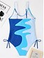 baratos Fatos de Banho 1 Peça-Mulheres Roupa de Banho Uma pedaço Monoquíni roupa de banho Frente Única Compressão abdominal Cintura Alta Delgado Férias Roupa de Praia Bloco de cor Decote U Sem Manga Fatos de banho