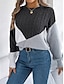 economico Motivi grafici e dettagli-Per donna Felpa Pullover Maglione Informale Morbido Color Block A coste Girocollo Collage Lavorato a maglia Manica lunga Top regolari Maglia Esterno Giornaliero Fine settimana Nero Rosa Autunno