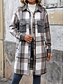 abordables Manteaux d&#039;Hiver-Veste d&#039;Hiver Manteau Femme Extérieur Plein Air Usage quotidien mode Décontractées Avec poches Imprimer Longue Manteau Vin Café Gris Automne Hiver Boutonnage Simple Col rabattu Standard S M L XL