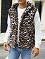 billige Gilets-Herre سترة Fuskepels Gilet Daglig Stevnemøte Feriereise Mote Fritid Høst vinter Hold Varm Polyester Bekvem Leopardprint Cardigan Høy krage Normal Hvit Gul Brun Vest