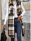 economico Gilet-Per donna Gilet Esterno Strada Da tutti i giorni Autunno Inverno Lungo Cappotto Standard Tenere al caldo Traspirante Moda Informale Giacca Senza maniche Righe e Plaid Con tasche Stampa Arancione