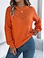 billige Solide farger-Dame Genser Pullover genser Fritid Myk Ren farge Riflet Crew-hals Uthult Strikket Langermet Vanlige topper Strikke utendørs Daglig Helg Hvit Oransje Høst Vinter