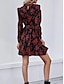 ieftine Rochii casual florale-Pentru femei Rochie Maxi Rochie casual Rochie leagăn Rochie A line Casual Zilnic Fit regulat Floral Manșon Lung Stil Nautic Galben Roșu Vin Albastru regal Primăvară Toamnă