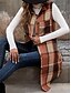 economico Gilet-Per donna Gilet Esterno Strada Da tutti i giorni Autunno Inverno Lungo Cappotto Standard Tenere al caldo Traspirante Moda Informale Giacca Senza maniche Righe e Plaid Con tasche Stampa Arancione