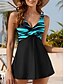 economico Costumi da bagno-Costumi da bagno da donna Swimdresses 2 pezzi Tankini costume da bagno senza schiena vita alta abbigliamento da spiaggia a righe scollo a V senza maniche