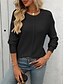 voordelige Grafische patronen en details-Dames Trui Casual Zacht Heldere kleur Geribd Strakke ronde hals Gebreid Lange mouw Normale tops breien Buiten Dagelijks Weekend Zwart Groen Herfst Winter