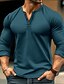 billiga Casual Henley T-shirt-Herr Henleytröja T-tröja Långärmad tröja Slät Henley Gata Semester Långärmad Vintagestil Kläder Mode Designer Grundläggande
