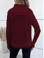 billiga Solida färger-Dam Tröja Pullover tröja Ledigt Mjukt Ren färg Ribbad Polokrage Knappar Stickat Långärmad Vanliga toppar Sticka Utomhus Dagligen Helgen Vin Kaki Höst Vinter