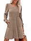 baratos Vestidos de malha-Mulheres Vestido de moletom Casual Macia Cor imaculada Estriado Decote Quadrado Bolsos Tricotado Manga Longa Tops longos Tricotar Ao ar livre Diário Final de semana Marron Verde Outono Inverno