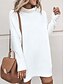 cheap Sweater Dress-Women&#039;s Sweater Dress Casual Soft Pure Color Ribbed Turtleneck Knitted Long Sleeve Long Tops Knit Outdoor Daily Weekend Black White Fall Winter