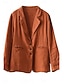 voordelige Blazers &amp; Kostuums-Dames Blazer Werk nappi Effen Kleur Ademend OL-stijl Normale pasvorm bovenkleding Lange mouw Herfst Oranje M