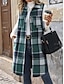 economico Gilet-Per donna Gilet Esterno Strada Da tutti i giorni Autunno Inverno Lungo Cappotto Standard Tenere al caldo Traspirante Moda Informale Giacca Senza maniche Righe e Plaid Con tasche Stampa Arancione
