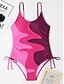 baratos Fatos de Banho 1 Peça-Mulheres Roupa de Banho Uma pedaço Monoquíni roupa de banho Frente Única Compressão abdominal Cintura Alta Delgado Férias Roupa de Praia Bloco de cor Decote U Sem Manga Fatos de banho