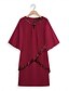 cheap Cocktail Dress-Women&#039;s Midi Dress Burgundy with Asymmetric Sequin Overlay Round Neckline V-Notch Detail Three-Quarter Length Split Sleeves Non-Stretch Elegant Evening Cocktail Party Knee-Length Various Sizes