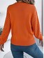 billige Solide farger-Dame Genser Pullover genser Fritid Myk Ren farge Riflet Crew-hals Uthult Strikket Langermet Vanlige topper Strikke utendørs Daglig Helg Hvit Oransje Høst Vinter